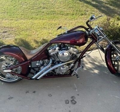 2005 Redneck Low Life Chopper Burgundy Custom seat and Bluetooth XK Light kit